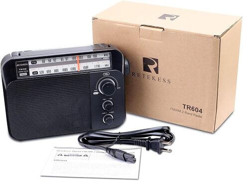 Retekess TR604 AM FM Radio, Portable Radio Plug in Wall | for Home,Picnic,Senior, D Battery Operated,Large Dial,High/Low Tone Mode,Big Speaker,Earphone Jack in Kuwait