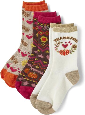 The Children's Place Girls' Thanksgiving Fall Crew Socks 3-Pack in Saudi Arabia