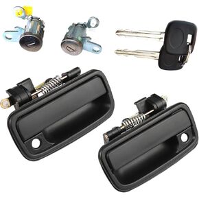 Pair of Exterior Door Handles w/Lock Cylinders & Keys Compatible with 1995-2004 Toyota Tacoma, Front Driver and Passenger Side Replaces 69220-35020, 69210-35020, 6905135070, 6905235070