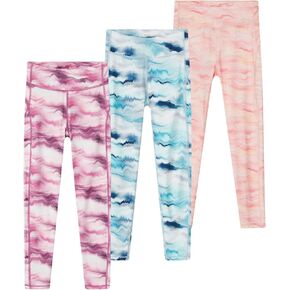 3 Pack Printed Leggings for Girls Cool Feeling Lightweight Breathable Athletic Pants Smooth Touch Summer Activewear