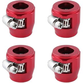 4PCS 8AN Flexible Rubber Hose Pipe Clamps, Hex Car Hose Finisher Clamp with Screw Band, Hose End Cover Aluminium Hose Connectors for 1/2 Fuel Line/Diesel/Gas/Air/Water/Oil and Water Hose, Red