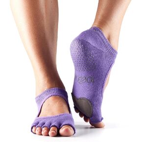 جوارب نسائية من toesox Plie نصف إصبع القدم لليوجا والبيلاتيس والبار والرقص وأصابع القدم مع وسادة جلدية (أرجواني فاتح) مقاس X-Small in Kuwait