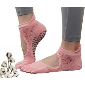 Grip Socks Womens Pilates Yoga Barre Non Slip Stripes Cotton Ankle Anti-Skid Sock Size 5-10