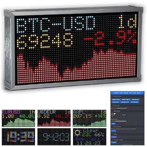 Bitcoin Stock Ticker Monitor Display Digital Clock Weather, Temperature, Humidity, 64 * 32 Pixel Screen
