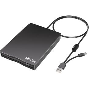 USB Floppy Drive, External 3.5" USB & Type-C External Floppy Disk Drive Portable 1.44 MB Plug and Play FDD for PC Windows XP 7 8 10 11