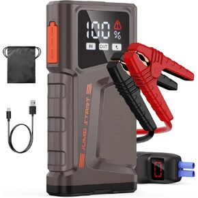 Car Battery Jump Starter, NUSICAN 2000A Portable Car Jump Starter Battery Pack (Up to 7.5L Gas/5.5L Diesel Engine) 12V 18000mAh Jump Box with Jumper Cables, Large LCD Display, Fast Charge, Lights