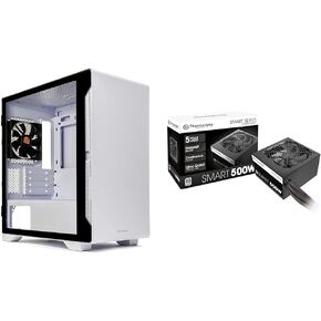 Thermaltake S100 Tempered Glass Snow Edition Micro-ATX Mini-Tower Computer Case & Smart 700W 80+ White Certified PSU, Continuous Power with 120mm Ultra Quiet Fan