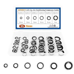 A/C Car Air Conditioning Compressor Gasket Air Conditioning Compressor Port Seal Washer Kit 55 Pieces Self-Centered Bonded Seal Assortment