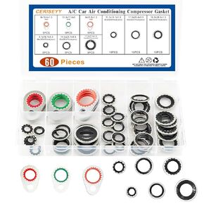 A/C Car Air Conditioning Compressor Gasket Air Conditioning Compressor Port Seal Washer Kit 60 Pieces Self-Centered Bonded Seal Assortment