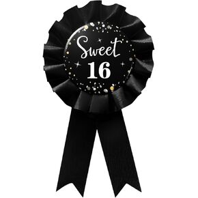 دبوس شارة Sweet 16، دبوس شارة صفيح لعيد الميلاد السادس عشر السعيد، دبوس شارة عيد ميلاد أسود بعمر 16 عامًا - قطعة واحدة in Kuwait