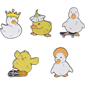 Duck Pins | Abstractionist Duckling Enamel Brooch Set | Animals Lapel Pins for Backpack Clothes Hat Jacket Badge (4 Paperplane Paperboat)