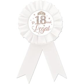 Happy 18th Birthday Tinplate Badge Pin, Hello 18 Birthday Button Pin, Rose Gold Crown Happy Birthday White Rosette Badge Pin for Girl, Diamond Brooch Buttons for Eighteen Birthday Party