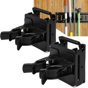 2 Pack E-Track Tool Holders(Dual Connector More Stable、4 E Track Clips ), Heavy Duty E Track Accessories|Strong Load-Bearing, Black Powder Coated E-track Accessories|Wear-Resistant And Rust-Proof