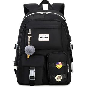 Waterproof Women Laptop Backpack Casual Girls Daypack Black
