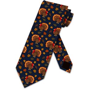 Turkey Ties Mens Fall Necktie Autumn Leaves Tie Holiday Neckties for Men