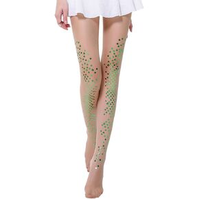Kuriozud Women's Thin Mermaid Bikini Stockings Sparkle Mermaid Fish Scale Print Pantyhose Leggings Tights Hosiery