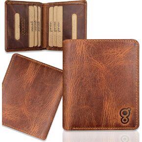 GANDAR® 2004-HAZELNUT | Classic Mini Model 100% Real Genuine Leather Wallet, 8 Credit Card and 1 Money Compartment, Slim and stylish design with unlocked cover. Your money and cards are safe.