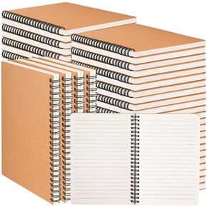 miikoul 60 Packs A5 Spiral Lined Notebooks, Kraft Paper Cover, 8.3"×5.5", 60 Sheets/120 Pages, Ruled Notebooks Bulk, Hardcover Journal Notepad Travel Notebooks for Office and School Supplies