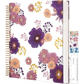 CAGIE Spiral Notebook Journal 8.5 x 11 Hardcover Notebooks College Ruled with Large Pockets Aesthetic Floral Note Book Spiral Bound Notebooks for Work Note Taking Women Writing School, 200 Pages