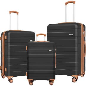 Zebra Light Weight Hardside Expandable Luggage Spinner Wheels Suitcase W/TSA Lock, Apricot Black, 3 Piece Set