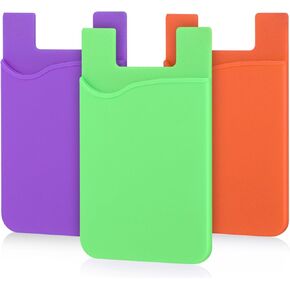 Pofesun Adhesive Phone Card Holder, 3 Pack Silicone Stick-on Wallet ID/Credit Card Holder Pouch Sleeve Self Adhesive Sticker Compatible for iPhone 15 14 13 12 Pro Max,iPad,Samsung Galaxy,Tablet-Black