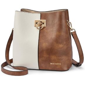 BOSTANTEN Crossbody Bucket Shoulder Bags for Women Vegan Leather Purse Cross Body Handbag Multiple Pockets