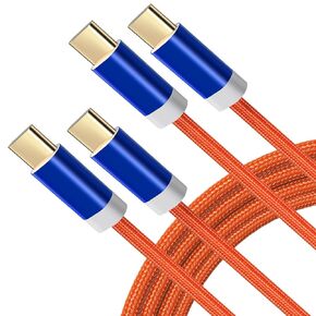كابل شاحن USB C، كابل USB C من النايلون إلى USB C (6 أقدام، 2 حزمة)، 60 وات (3A) PD لأجهزة iPhone 15/15 Pro/15 Plus/15 Pro Max، MacBook Air/Pro، iPad Mini 6، Pro/Air، سامسونج جالاكسي S23، سويتش (USB 2.0)
