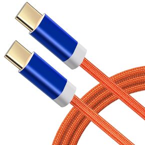 USB C Charger Cable, Nylon USB C to USB C Cable (6ft, 2Pack), 60W(3A) PD for iPhone 15/15 Pro/15 Plus/15 Pro Max, MacBook Air/Pro, iPad Mini 6,Pro/Air, Samsung Galaxy S23, Switch (USB 2.0)