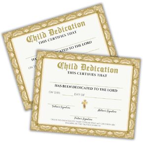 Child Dedication Certificate for Churches to Frame | 30 pk 8.5x11" Paper Baby’s First New Testament Baptism Christening Bulk Certificate Invitation to Thank You Cards Child