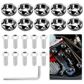 10 Pcs Fender Bumper Washer Bolt Stainless Steel M6x20mm CNC Finishing Washer Engine Bay Dress Up Fastener Kit (Brilliant Black)