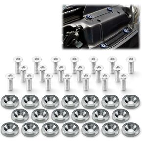 20pcs Gunmetal Gray Billet Aluminum Fender Bumper Washer Bolt Engine Bay Screw Dress Up Kit JDM M6x15mm 6061 T6-Grade
