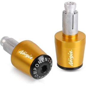 7/8" 22mm Motorcycle Handlebar Ends Caps,Aluminum Handle Bar Grips Plugs Caps Compatible with Ninja 400 650 1000SX ZX6R ZX9R ZX10R ZX12R ZX14R ER6F ER6N(Golden)