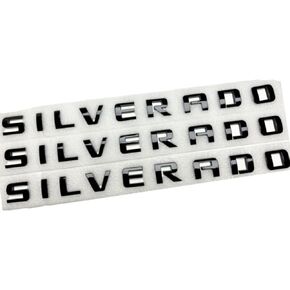 Silverado Badge Emblems 3-Piece in Black Shiny Glossy Finish for 2007-2020 Silverado, Sierra, and Canyon - Suitable for Hood - Fits 1500, 2500HD, and 3500HD Models (Black)