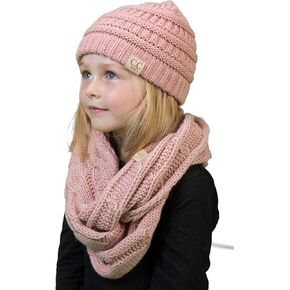 Funky Junque Girls Boys Infinity Scarf Matching Hat Beanie Tail Headwrap Bundle
