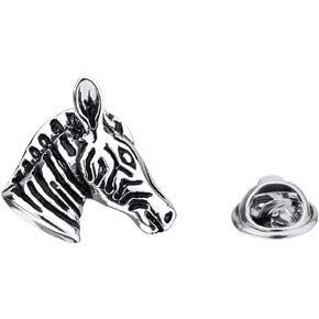 Detailed Zebra Head Africa Zoo Lapel Pin Brooch