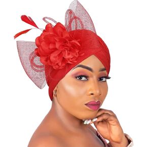 Woeoe Flower Pre-Tied Beanie Cap Pleated Knot Turban Hat Head Wrap Bonnet for Women Girls