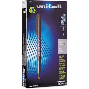 uni-ball 60042 Onyx Roller Ball Stick Dye-Based Pen Red Ink Micro Dozen