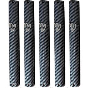 PLASTIC BLACK MEZUZAH CASE Holder Silver shin Rectangle Shape Waterproof Rubber Cork lot of 5 (Carbon Fiber) (# 12 fits a 12 cm scroll)