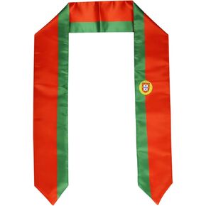 Portugal Flag Graduation Stole Sash for Study Aboard International Students Abroad Adult Unisex- Cool Graduation Shawl Sash Stole Wraps Scraf