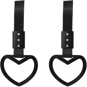 2PCS Heart-Shaped Car Handle Straps, Auto Grap Handle Warning Pull Ring, Heart Decor for Car, SUV, Subway, Bus