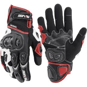 Motorcycle Gloves Genuine Leather Riding Gloves Breathable Motorbike Gloves with Carbon Fiber Protection Touchscreen Cycling Gloves for Outdoor Sports Racing Riding