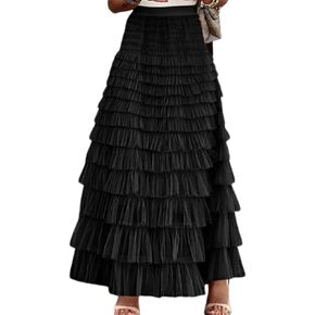 2024 New Elegant Solid Color High Waist A-line Skirt