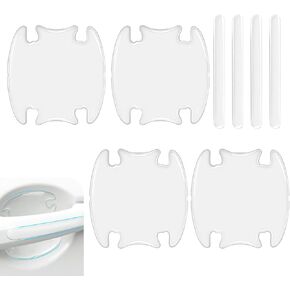 8 PCS Car Door Bowl Door Handle Film Combination Set, High-Elastic Self-Adhesive Lossless Installation Door Edge Paint Protection Film Sticker, Modification Accessories, for Cars (Transparent)