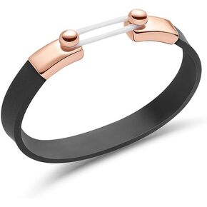 Mindfulness Bracelet - 100% Silicone Rubber Band with Rose Gold Closure, CBT Tool for Positive Thinking, Includes 5 Shade Rubber Bands