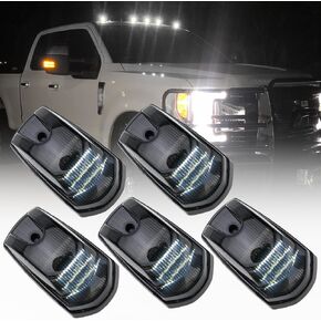 5Pcs White LED F250 Cab Roof Marker Light for Ford F250 F350 F450 F550 Super Duty 2017 2018 2019 2020 2021 2022 Top Clearance Light Roof Running Light Pickup Truck Smoked Lens