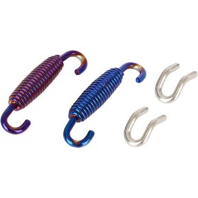 uxcell 2pcs Stainless Steel Blue Motorcycle Exhaust Pipe Spring with Pull Hook