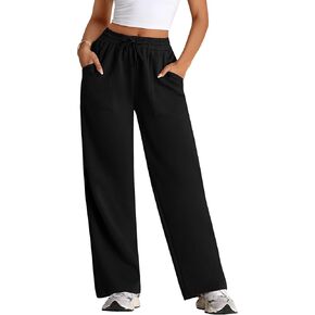PRETTYGARDEN Women Sweatpants 2024 Trendy Lounge Outfits Straight Leg High Waisted Joggers Casual Sweat Pants with Pockets