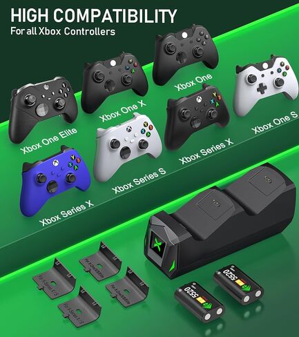 Upgraded Controller Charger Station with 2x6200mWh Rechargeable Battery Packs for Xbox One/Series X|S, Dual Charging Dock for Xbox One Battery Pack (Controller not Included) in Saudi Arabia