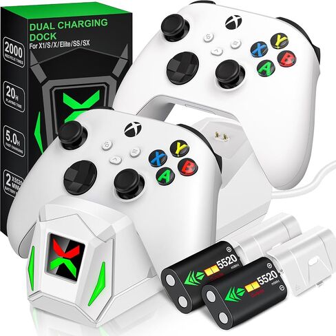 Upgraded Controller Charger Station with 2x6200mWh Rechargeable Battery Packs for Xbox One/Series X|S, Dual Charging Dock for Xbox One Battery Pack (Controller not Included) in Saudi Arabia