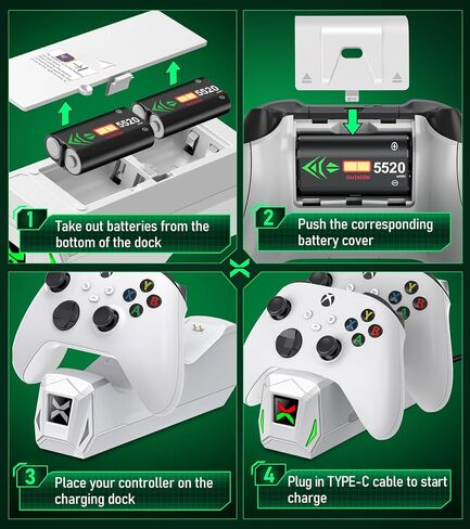 Upgraded Controller Charger Station with 2x6200mWh Rechargeable Battery Packs for Xbox One/Series X|S, Dual Charging Dock for Xbox One Battery Pack (Controller not Included) in Saudi Arabia